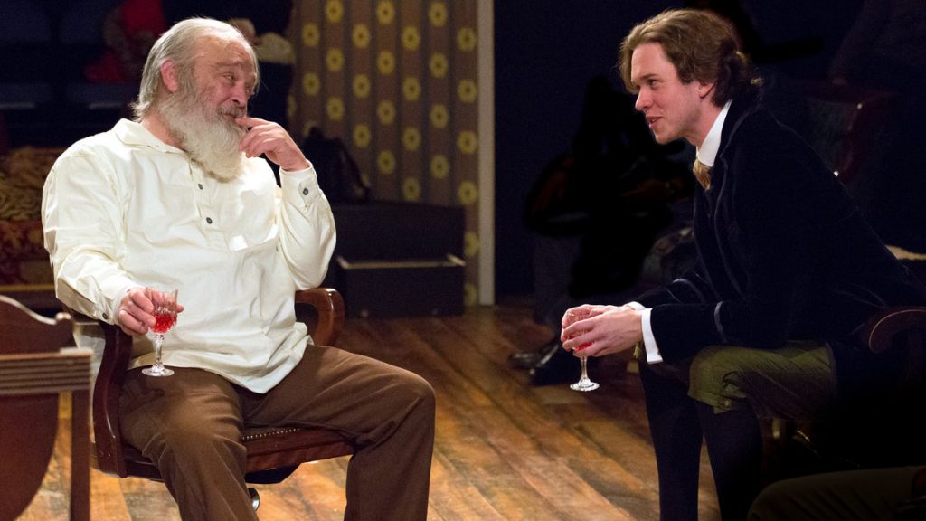 675-94 Buck Schirner (left) as Walt Whitman and Daniel Fredrick as Oscar Wilde in Walnut Street Theatre's production of 'Mickle Street.'