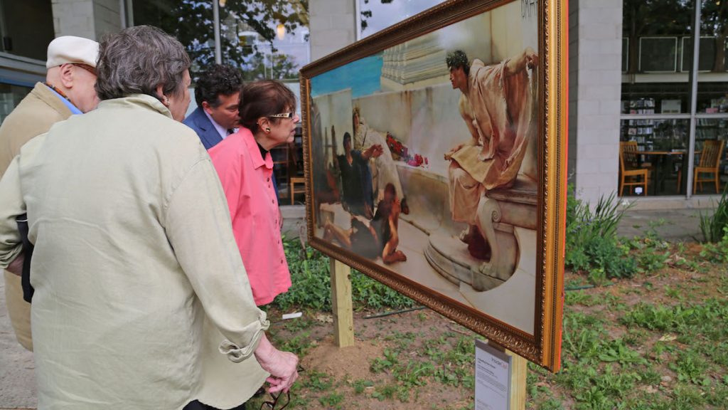 7-2 Visitors are able to get close and even touch the replica paintings such as this one (Natavan Werbock/for NewsWorks)