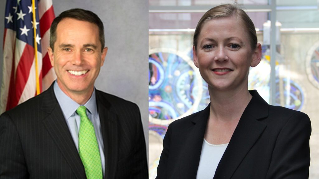 8thdistrictx1200 Bucks County state Rep. Steven J. Santarsiero (left) and Shaughnessy Naughton, who ran for the 8th Congressional District two years ago. (Image via Pennsylvania House of Representatives and Emma Lee/WHYY)