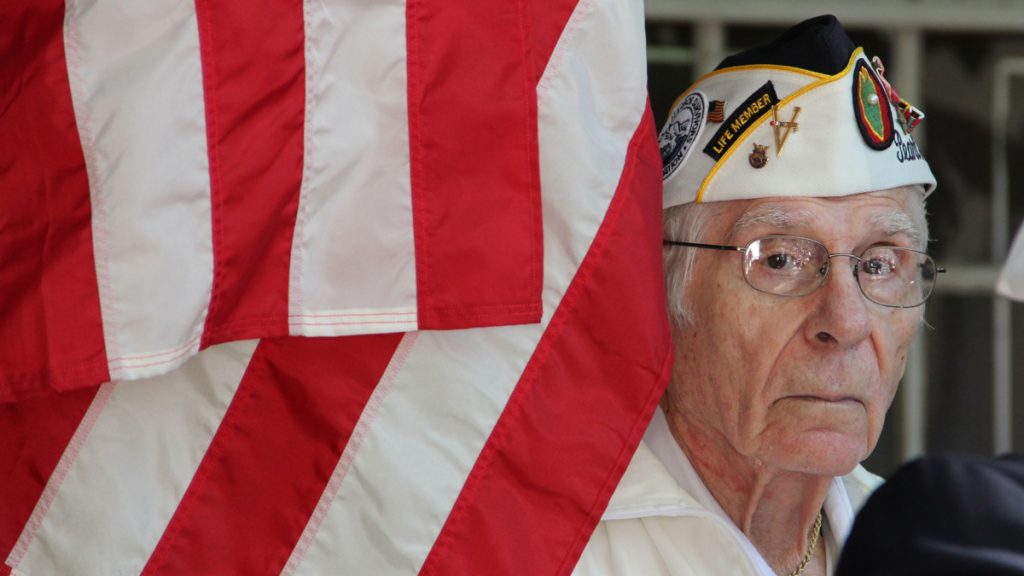 9-11 Pearl Harbor Survivor Alexander R. Horanzy attends a memorial ceremony in Philadelphia in 2012. (NewsWorks file photo)