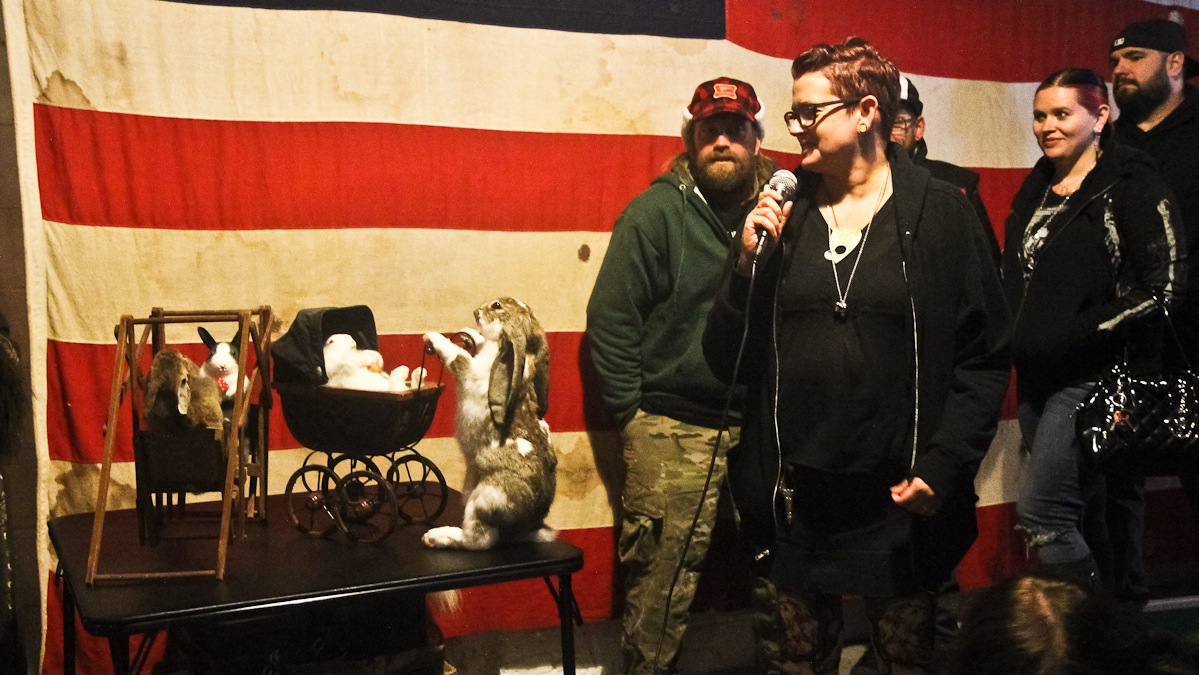 Laura Parker explains she ate her work before preserving it. (Kimberly Paynter/WHYY)