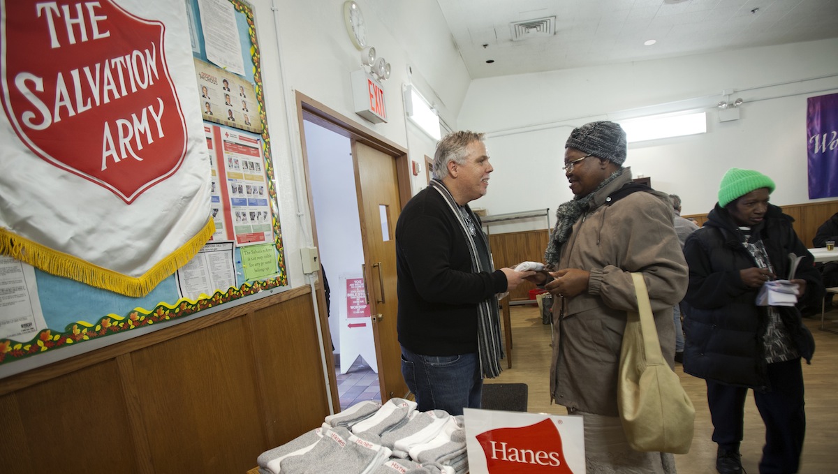  'Giving Tuesday' at a Salvation Army location in New York City. (Photo by Carlo Allegri for Hanes) 