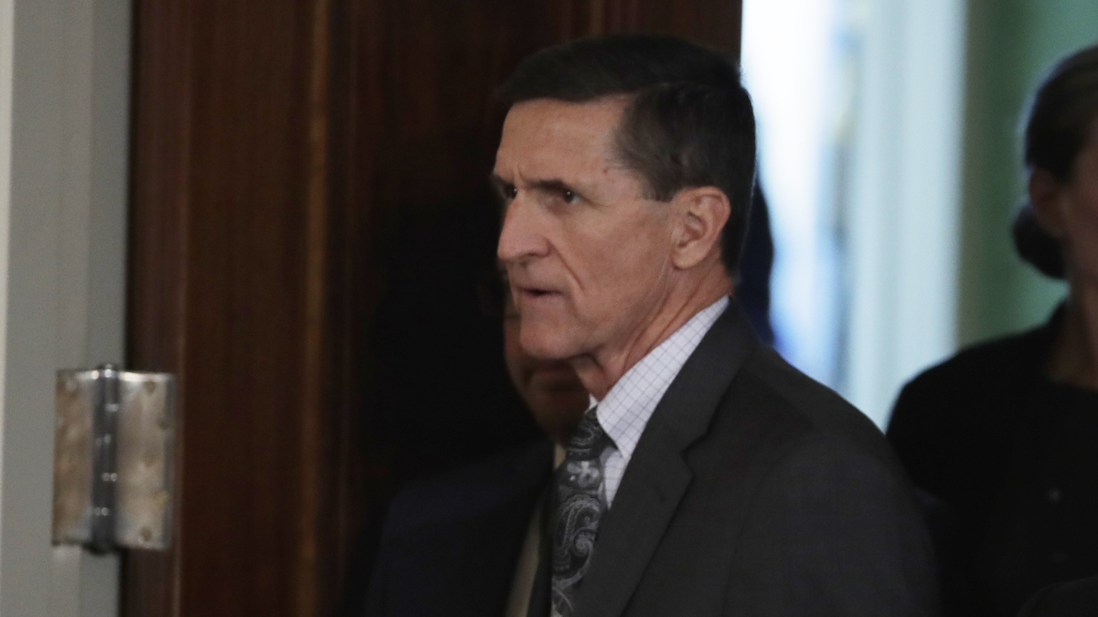 Former National Security Adviser Michael Flynn in the east Room of the White House in Washington (Evan Vucci/AP Photo)