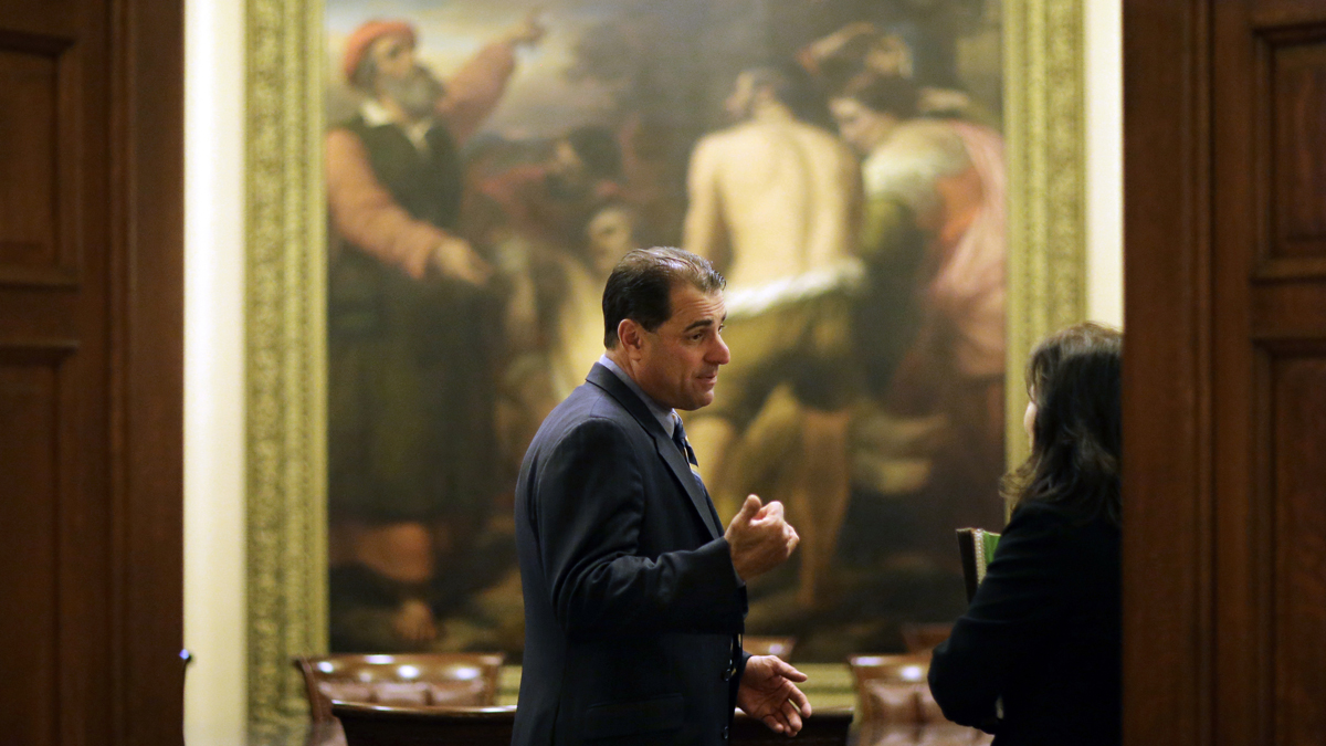 New Jersey Senate Budget Committee chairman Paul Sarlo says the state is making progress on increasing contributions to its public worker pension fund systems. (AP photo/Mel Evans)