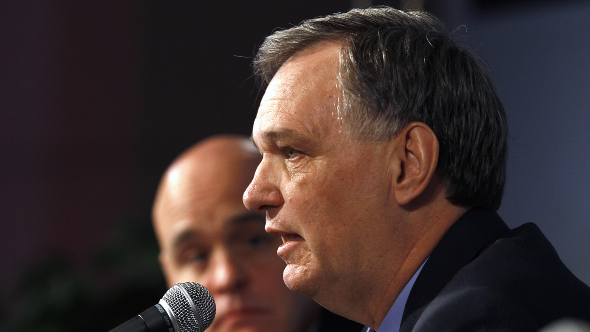  Former Pennsylvania environmental protection secretary John Hanger during a gubernatorial candidates forum Tuesday Feb. 4, 2014 in Philadelphia. (Jacqueline Larma/AP Photo) 
