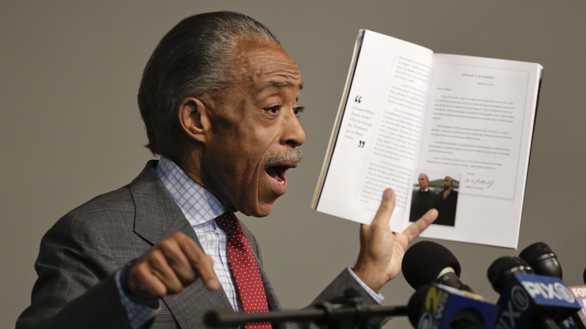 The Rev. Al Sharpton speaks during a news conference, Wednesday, Nov. 19, 2014, in New York. Sharpton spoke about his plans for the pending grand jury decisions in the deaths of Michael Brown in a St. Louis suburb and Eric Garner in New York and also addressed tax allegations in a New York Times story. (Julie Jacobson/AP Photo) 