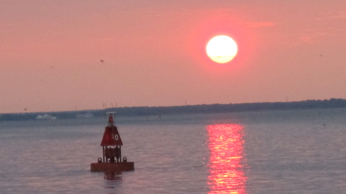  The sun sets over Barnegat Bay in this June 25, 2011 photo from Barnegat Light, N.J. (Wayne Parry/AP Photo) 