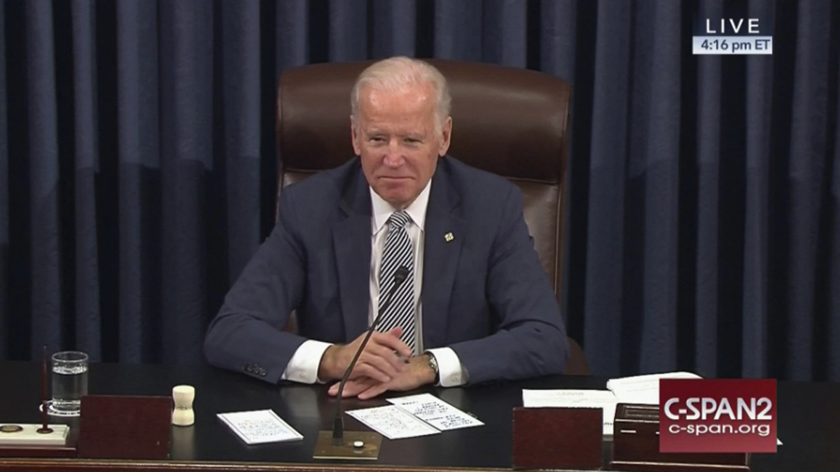 This image provided by C-SPAN2 shows Vice President Joe Biden listening in the Senate Chamber on Capitol Hill in Washington