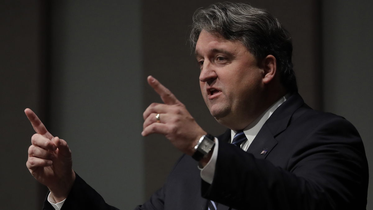 Pennsylvania Attorney General Bruce Beemer speaks during a news conference at the state Capitol in Harrisburg Tuesday. Beemer says a review spurred by the revelation that employees had swapped sexually explicit and offensive material for years through office email found no evidence that the administration of justice had been undermined. (Matt Rourke/AP Photo)