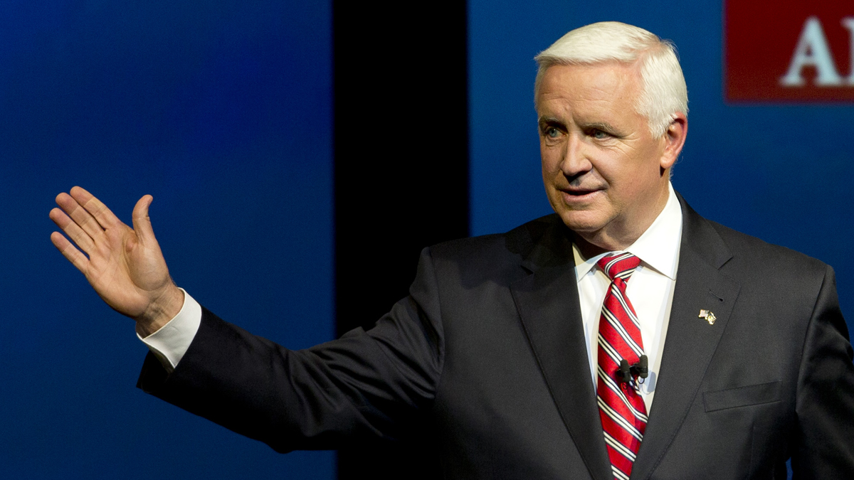  Republican Gov. Tom Corbett, left, and Democrat Tom Wolf shake hands at the end of a gubernatorial debate hosted by the Pennsylvania Chamber of Business and Industry Sept. 22 in Hershey. The tow will meet again Wednesday for the second of three planned debates.(AP Photo/Matt Rourke) 