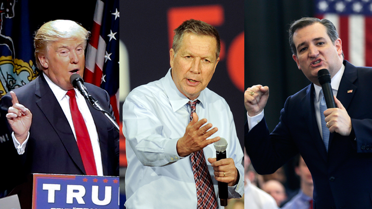 Republican presidential candidates (from left) businessman Donald Trump