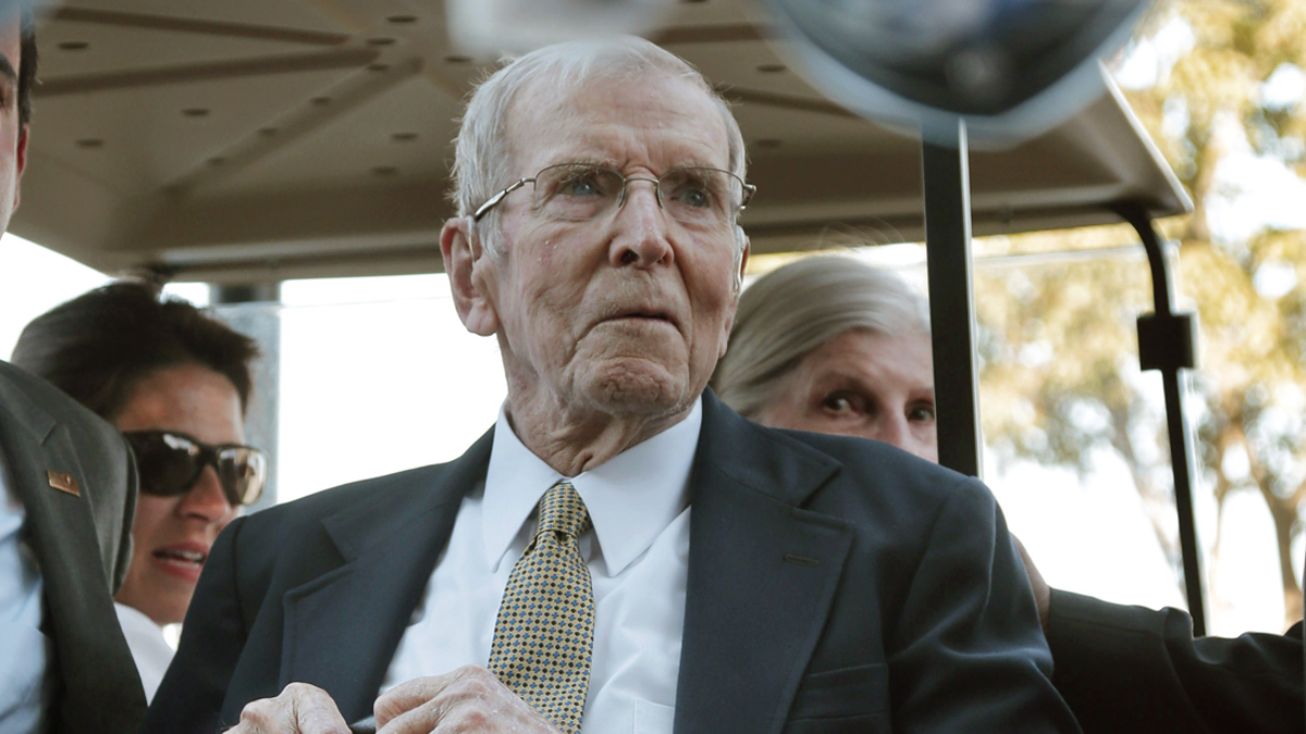  In this Oct. 2, 2013 photo, Henry Rowan watches an engineering demonstration at Rowan University in Glassboro, N.J. In spring 1992, Henry Rowan and his wife Betty Rowan pledged $100 million to Glassboro State College, which has been renamed Rowan University in his honor. At the time it was the largest gift to a public college in the history of higher education. Rowan passed away Wednesday at the age of 92. (Mel Evans/AP Photo) 