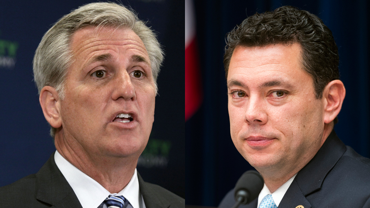  House Majority Leader Kevin McCarthy of Calif. (left) and Rep. Jason Chaffetz, R-Utah (Lauren Victoria Burke and Cliff Owen/AP File Photos) 