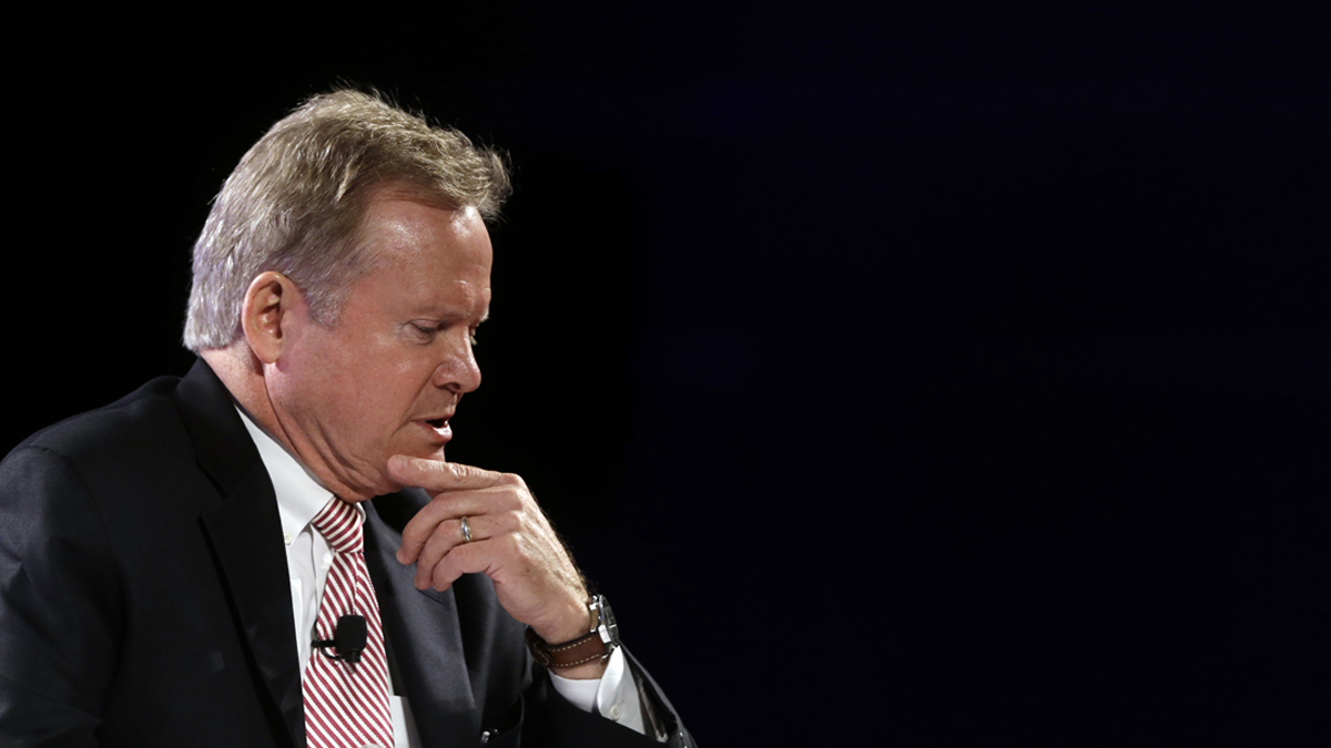 Former Sen. Jim Webb, D-Va., speaks at the National Sheriffs’ Association presidential forum, Tuesday, June 30, 2015, in Baltimore. (Patrick Semansky/AP Photo) 