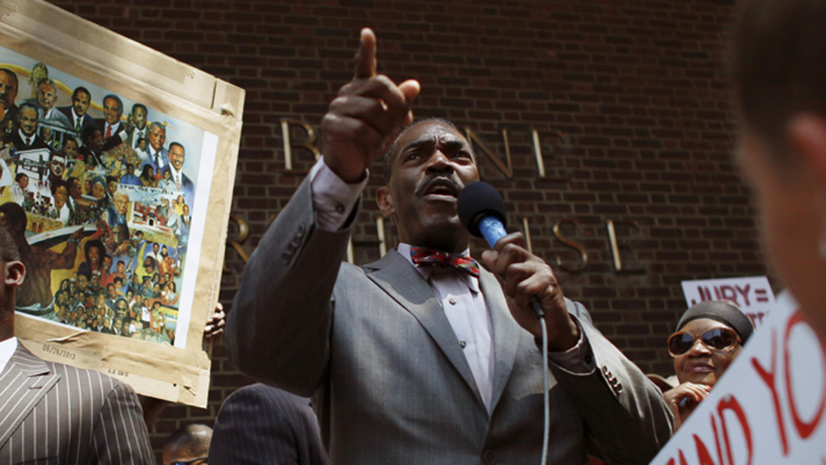  Minister Rodney Muhammad pictured here during the 'Justice for Trayvon' rally, Saturday July 20, 2013, outside the federal courthouse in Philadelphia. (Joseph Kaczmarek/AP Photo) 