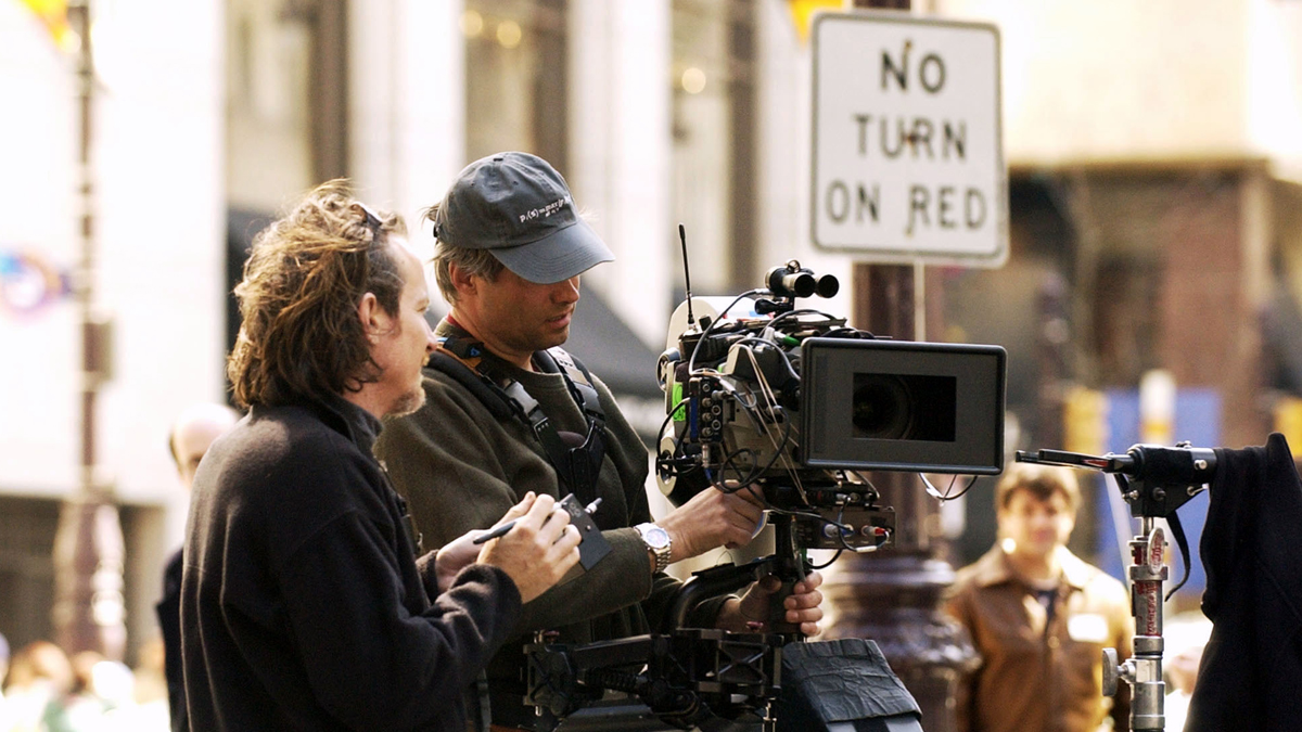  Crew members work with a Steadicam operator on a set for the movie filmed in Philadelphia (Michael Mergen/AP Photo, file) 