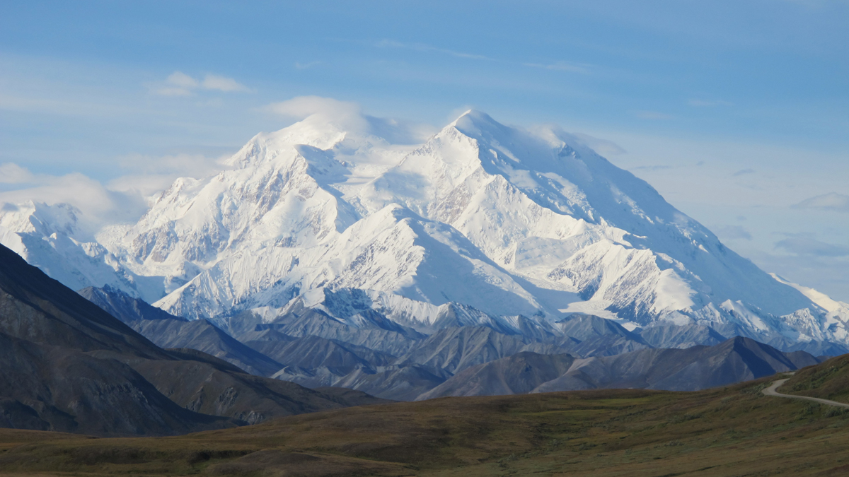 The former Mt. McKinley seen on a rare sunny day, Friday, Aug. 19, 2011, in Denali National Park, Alaska. (Becky Bohrer/AP Photo) 