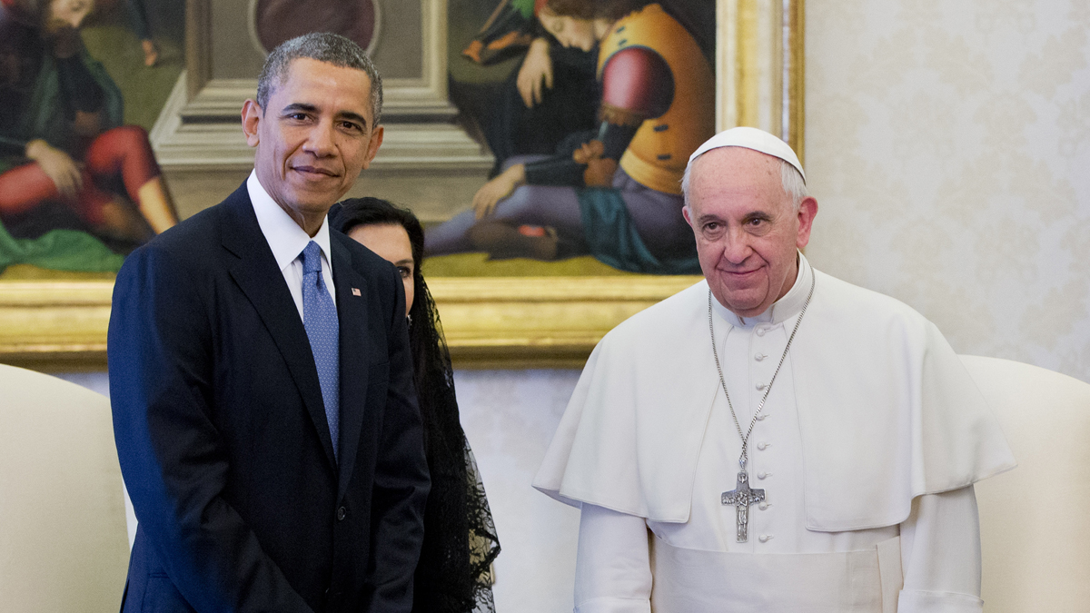  President Barack Obama meets with Pope Francis in 2014 at the Vatican. (Pablo Martinez Monsivais/AP Photo) 