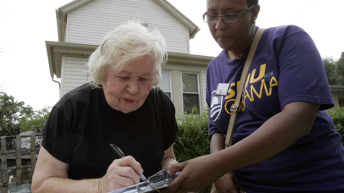  A Pennsylvania resident fills out a voter registration form outside a senior citizen's home (Keith Srakocic/AP Photo, file) 