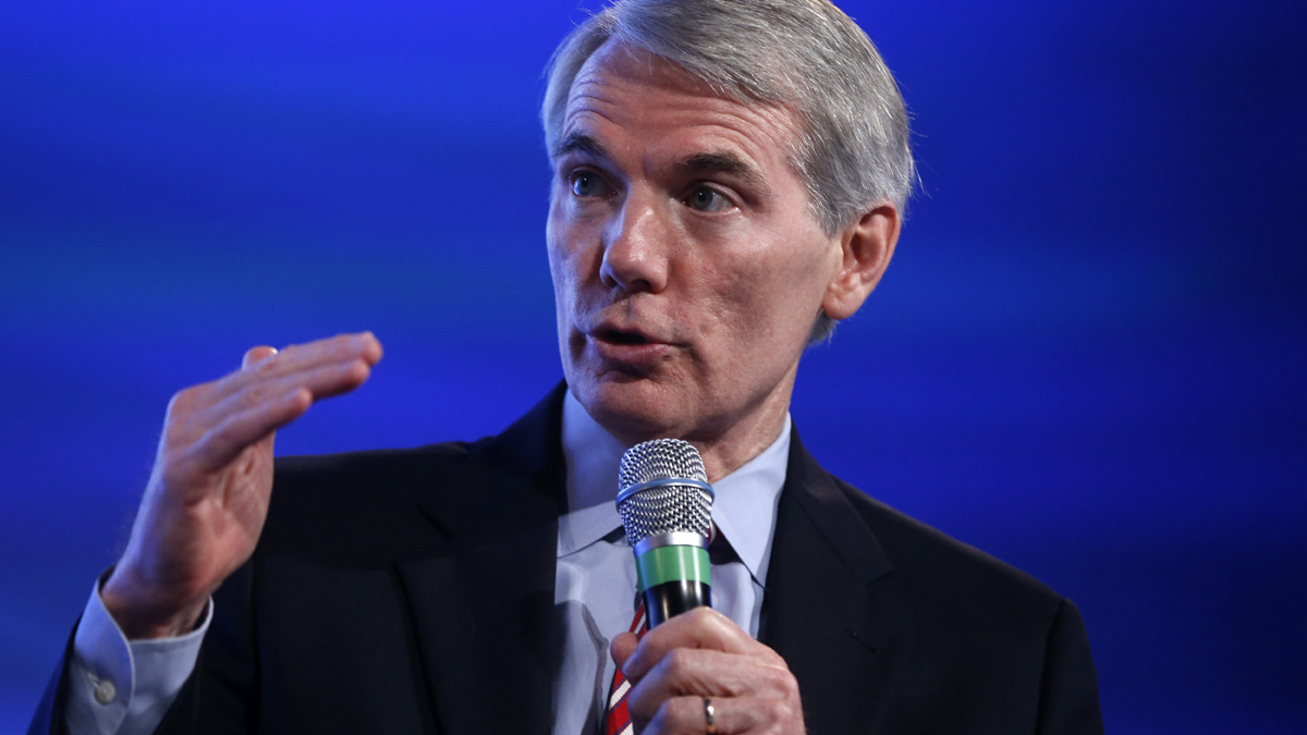  Senate Budget Committee member Sen. Rob Portman, R-Ohio, speaks at the 2014 Fiscal Summit organized by the Peter G. Peterson Foundation in Washington, Wednesday, May 14, 2014. Lawmakers and policy experts discussed America's long term debt and economic future. (AP Photo) 