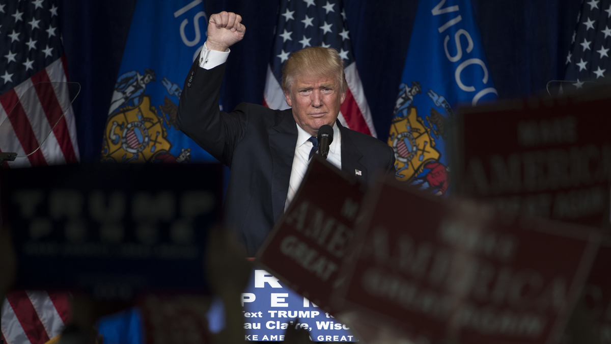 Republican presidential candidate Donald Trump campaign at the University of Wisconsin Eau Claire