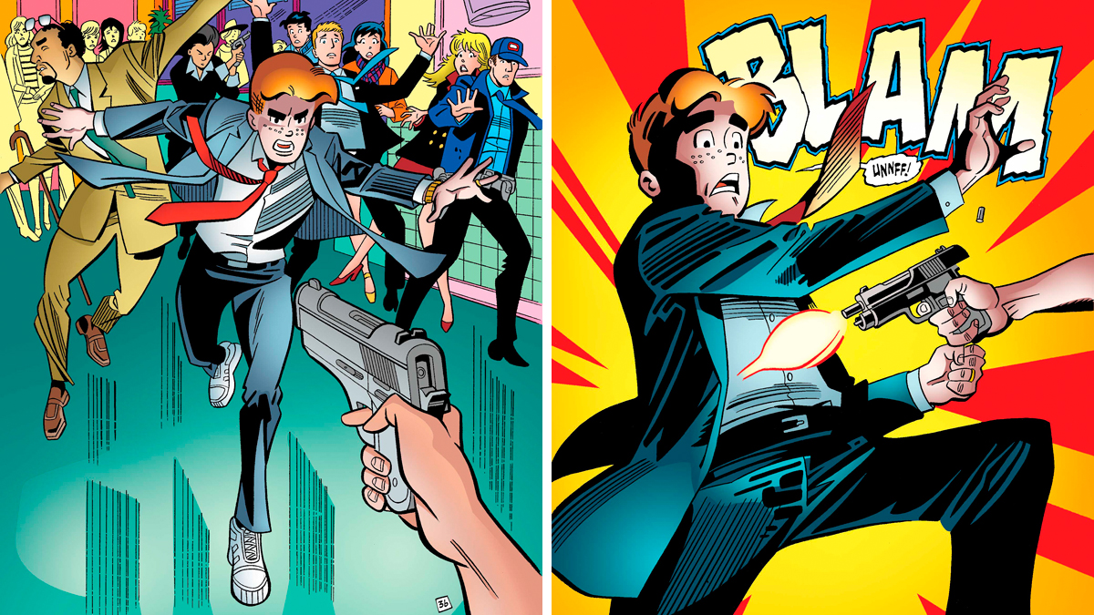  These images provided by Archie Comics show Archie in his final moments of life in a scene from the comic book, 