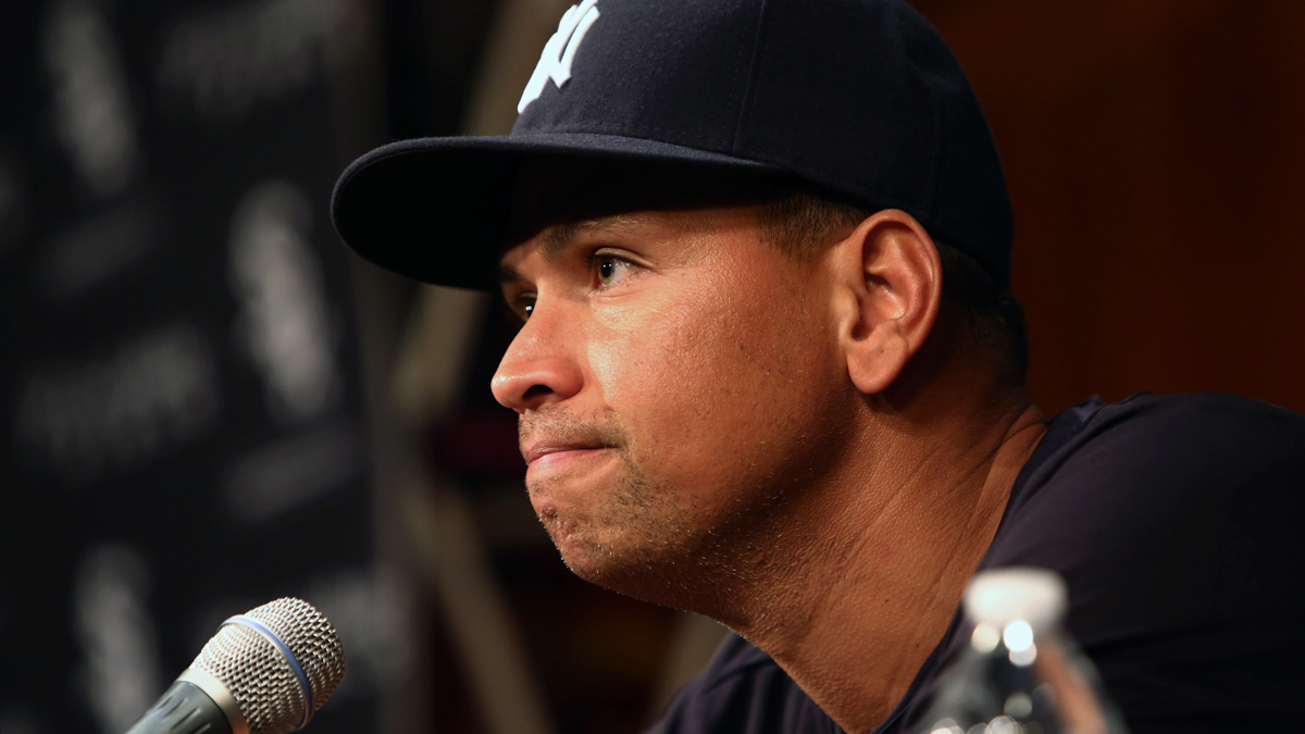  New York Yankees' Alex Rodriguez responds to accusations that he used performance enhancing drugs. (AP Photo/Charles Cherney) 