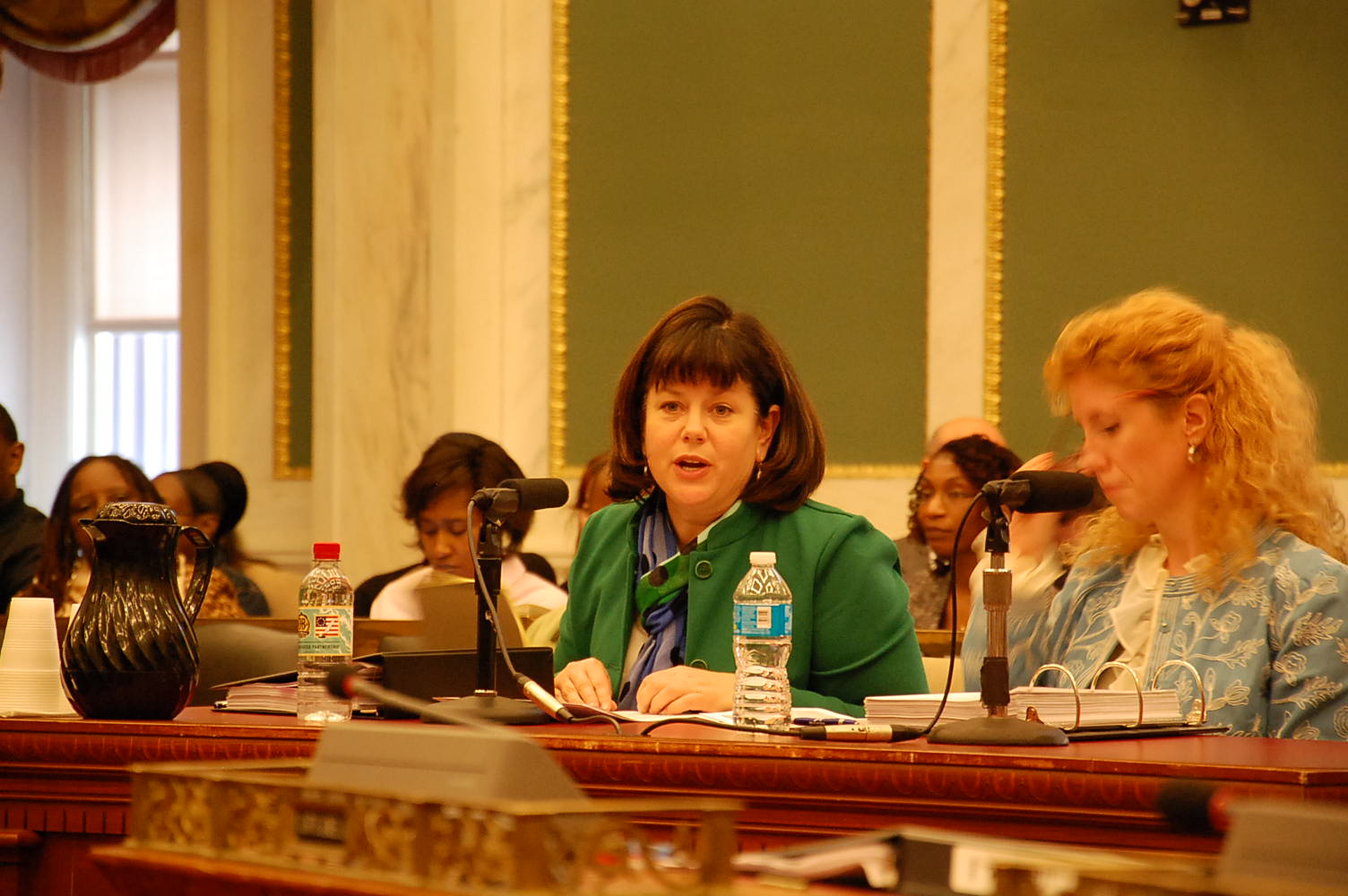 Philadelphia International Airport CEO Rochelle Cameron testifies that nationwide  security issues will mean longer limes at the airport this summer. (Tom MacDonald/WHYY)