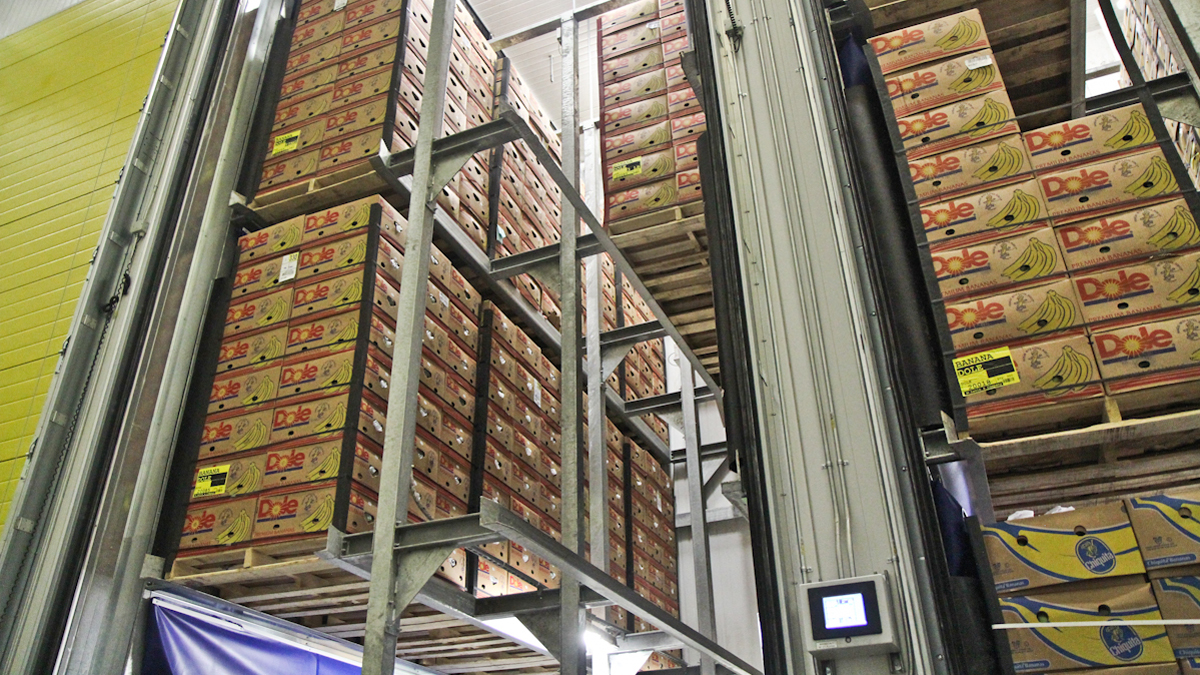  Banana ripening rooms at the Philadelphia Wholesale Produce Market feature special climate controls to make sure thousands of boxes of bananas ripen evenly. (Kimberly Paynter/WHYY) 