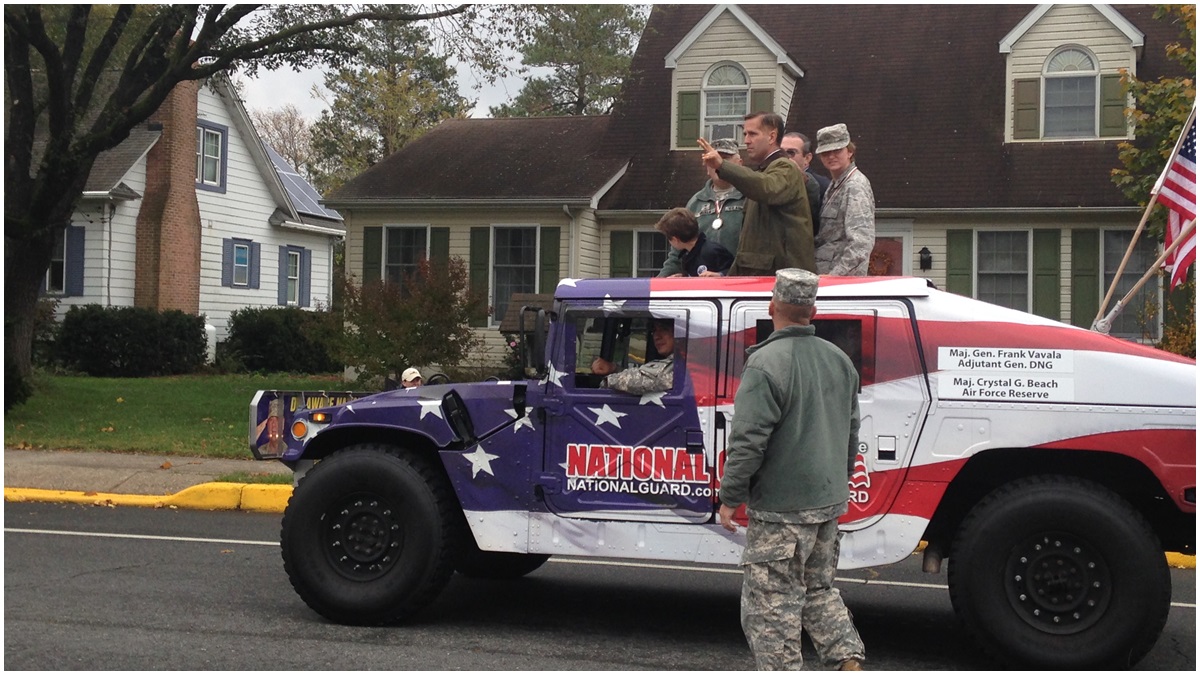  Beau Biden make a quick appearance with the National Guard at Return Day earlier this month (Shana O'Malley/for NewsWorks) 