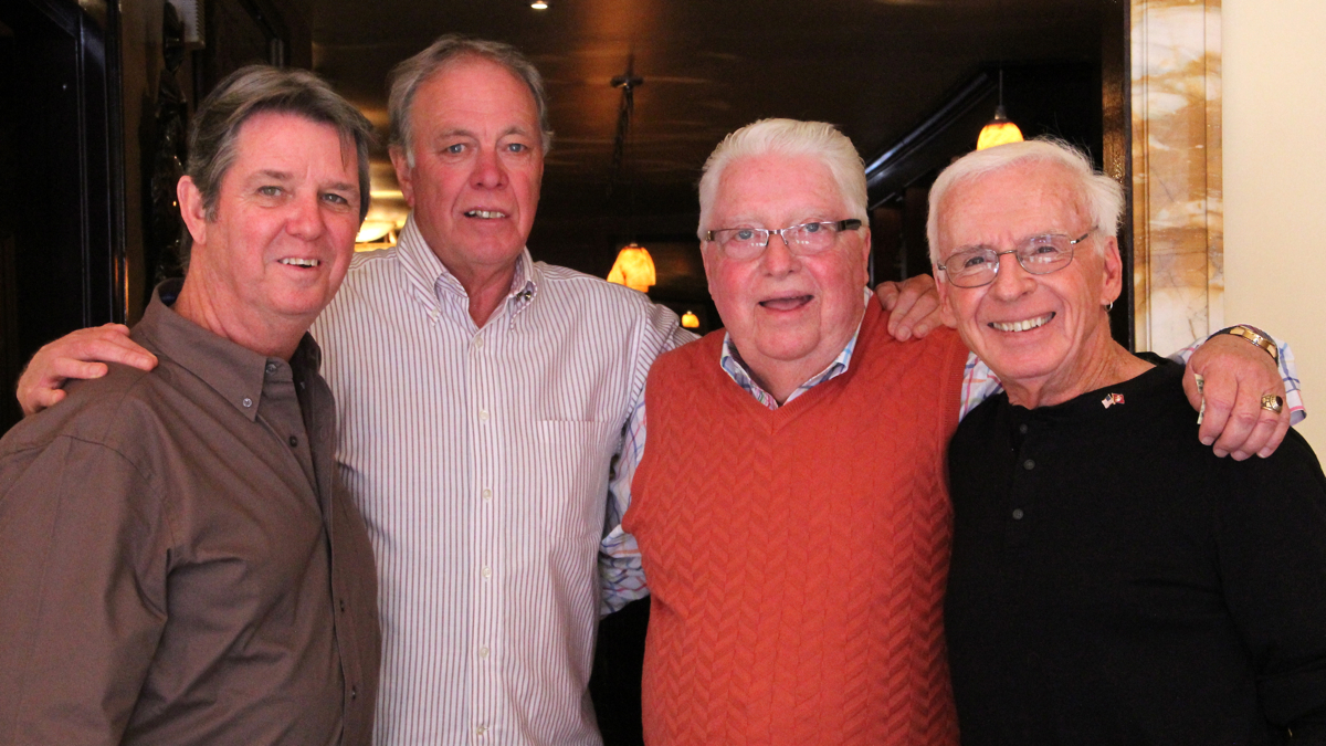 Friends who grew up in the same New York neighborhood and became part of 'The World's Greatest Beer Run' while serving in Vietnam are in Philadelphia to help raise money for the families of deceased veterans. They are (from left)Tom Collins