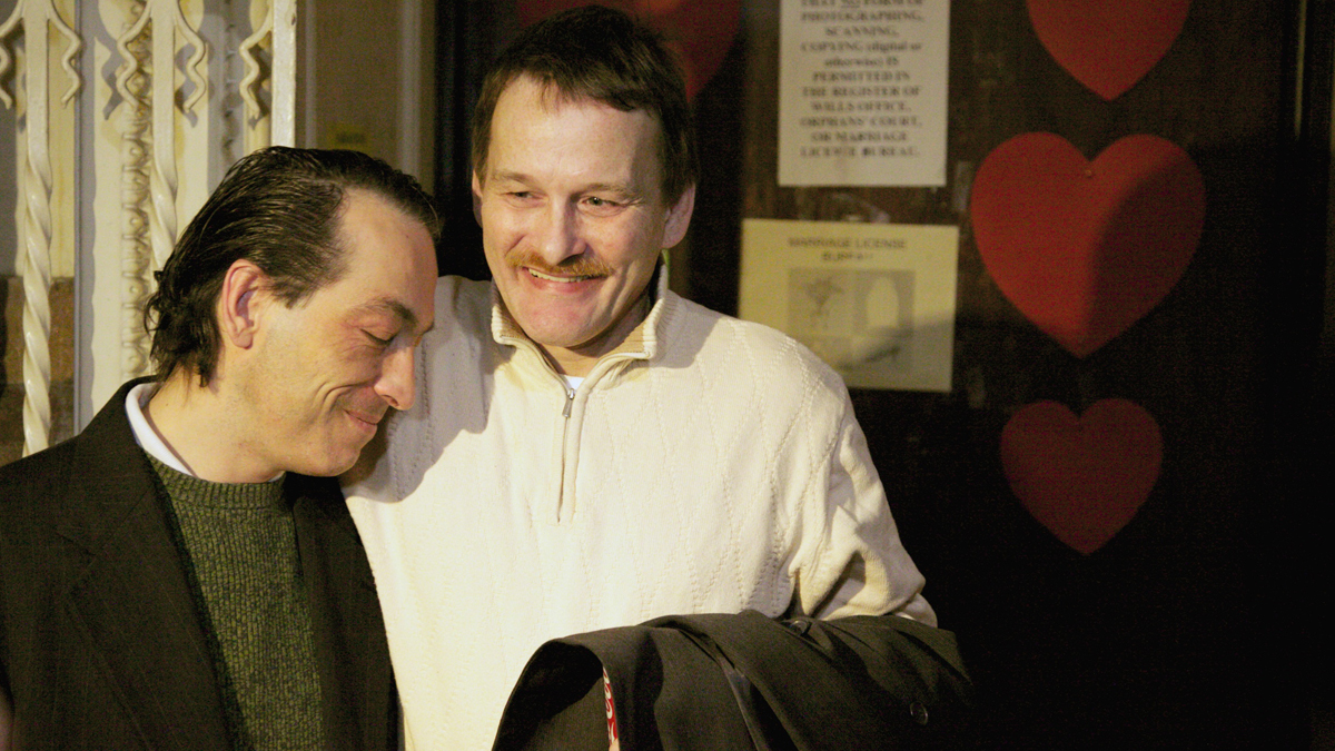  Bob and Bill Sullivan from Philadelphia have been together for 22 years. They were denied a marriage license at Philadelphia's City Hall today, Tuesday, Feb. 18, 2014. (Nathaniel Hamilton/for NewsWorks) 
