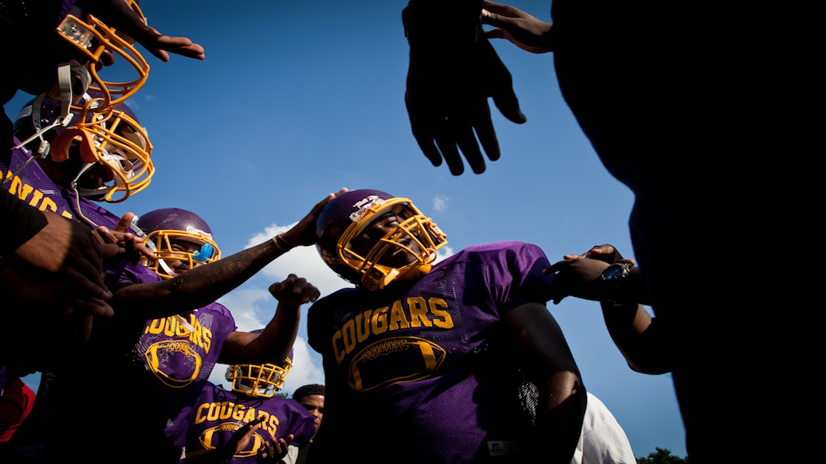  A scene from the first day of practice at MLK High School this week. (Brad Larrison/for NewsWorks) 