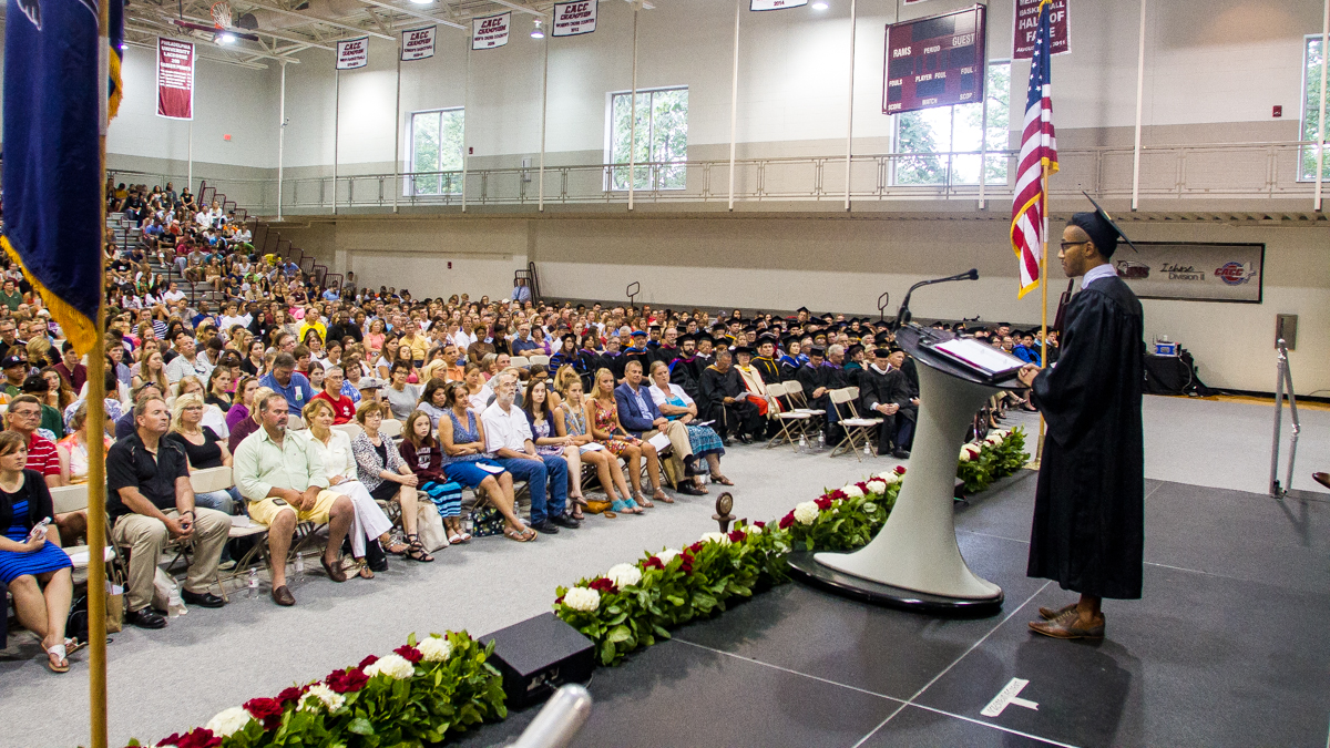 Student Government Association President Erik Smith welcomed incoming students. (Brad Larrison/for NewsWorks)