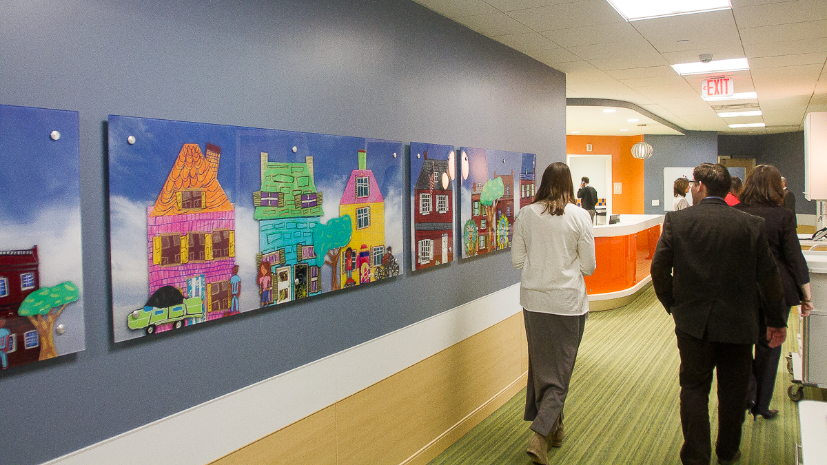  Pediatric Specialty Care held a ceremonial ribbon-cutting to mark the opening of its new facility in East Falls on Thursday. (Brad Larrison/for NewsWorks) 