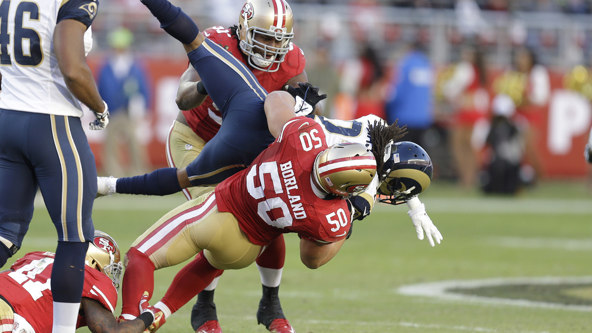 Chris Borland was a standout linebacker in his first year in the NFL. (AP Photo/Ben Margot)