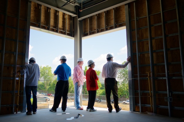  Green Woods Charter School, shown here while still under construction in August, will be holding its ribbon cutting ceremony on Monday morning. (Bas Slabbers/for NewsWorks) 