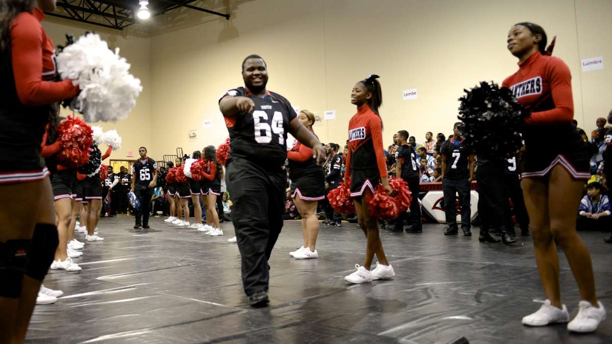  Check back Monday for a story on today's PIAA state football championship game. Here's a photo from Thursday's pep rally at Imhotep. (Bas Slabbers/for NewsWorks) 