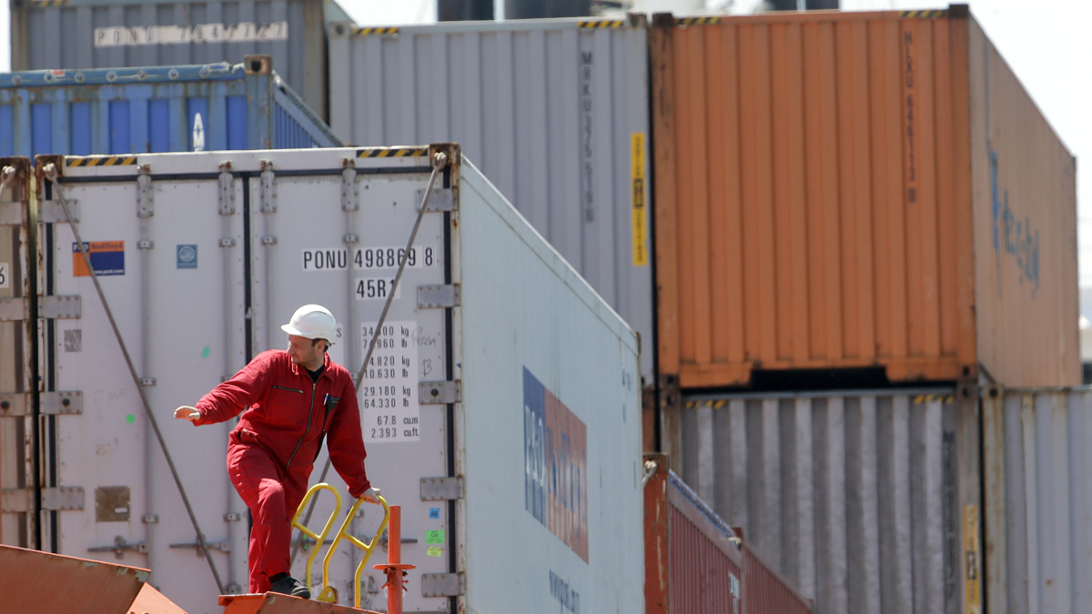  Cargo containers are docked at Packer Avenue Marine Terminal, in Philadelphia. Pennsylvania sees about 4.9 percent (calculated by value) of all goods pass through its shipping centers. (AP File Photo/Matt Rourke) 
