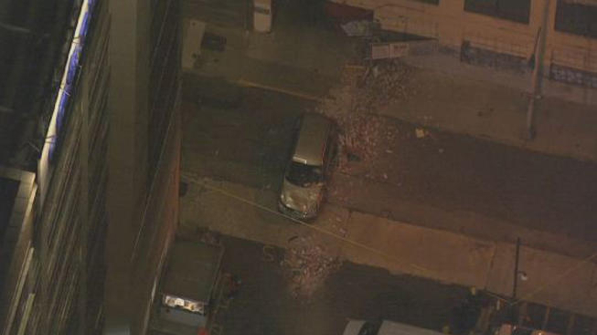  SkyForce10 captures the scene of a car accident that collapsed a building wall (NBC10 Image) 