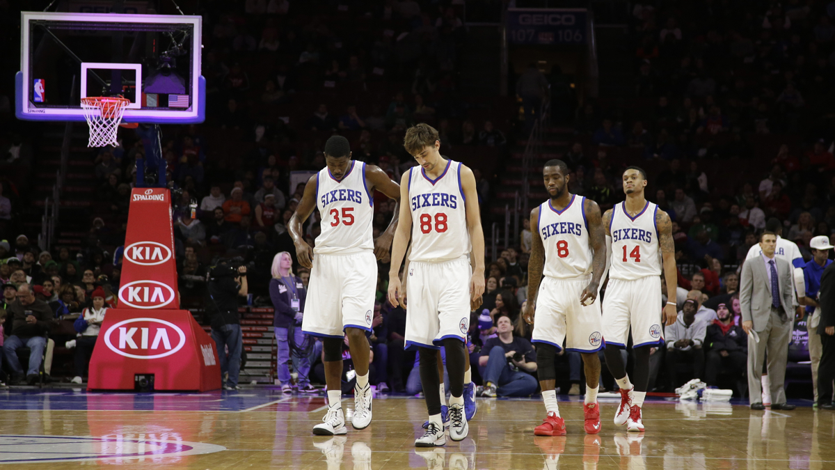  Philadelphia 76ers' K.J. McDaniels in action against the Boston Celtics Wednesday in Philadelphia. (Matt Slocum/AP Photo) 