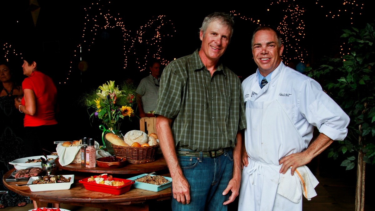  Farm owner H. G. Haskell and Chef David Leo Banks in Haskell's 1600-era bank barn outside Chadds Ford (Spencer Killian/for NewsWorks) 