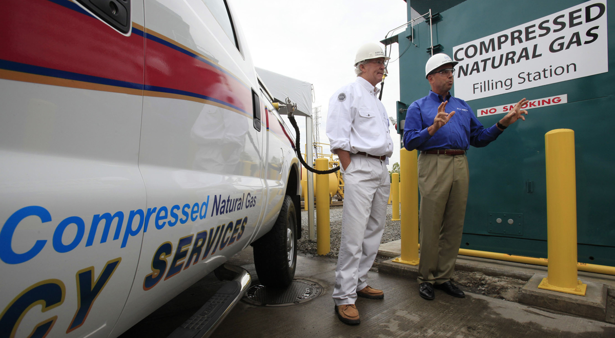  This CNG fueling station at U. S. Steel's Irvin Plant services a fleet of CNG vehicles used throughout western Pa. and Ind. (Photo courtesy of U. S. Steel/PRNewsFoto/United States Steel Corporation)  