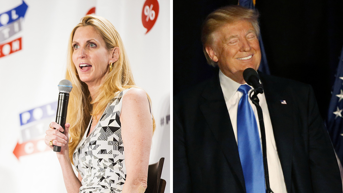 Left: Ann Coulter is shown In June in Pasadena