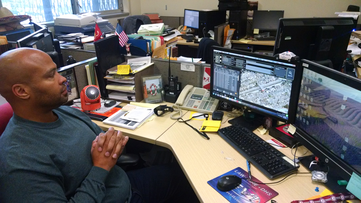 Oakland Officer Omega Crumb is responsible for much of the departments' ShotSpotter technology (Andrew Stelzer/for WHYY)