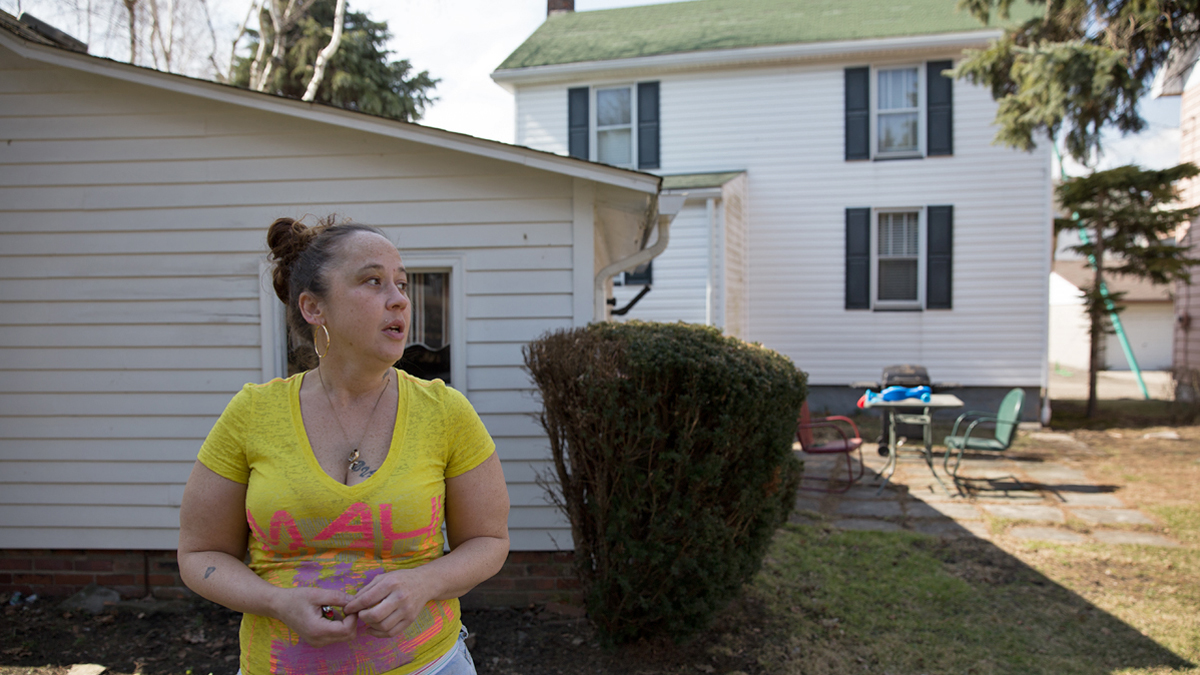 Darcy Smith outside her home in Gallitzin