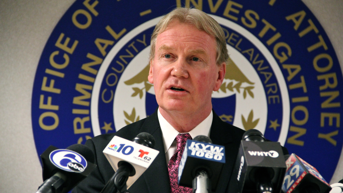  Delaware County District Attorney John J. Whelan says a fatal shooting by police in Chester was justified. (Emma Lee/WHYY) 