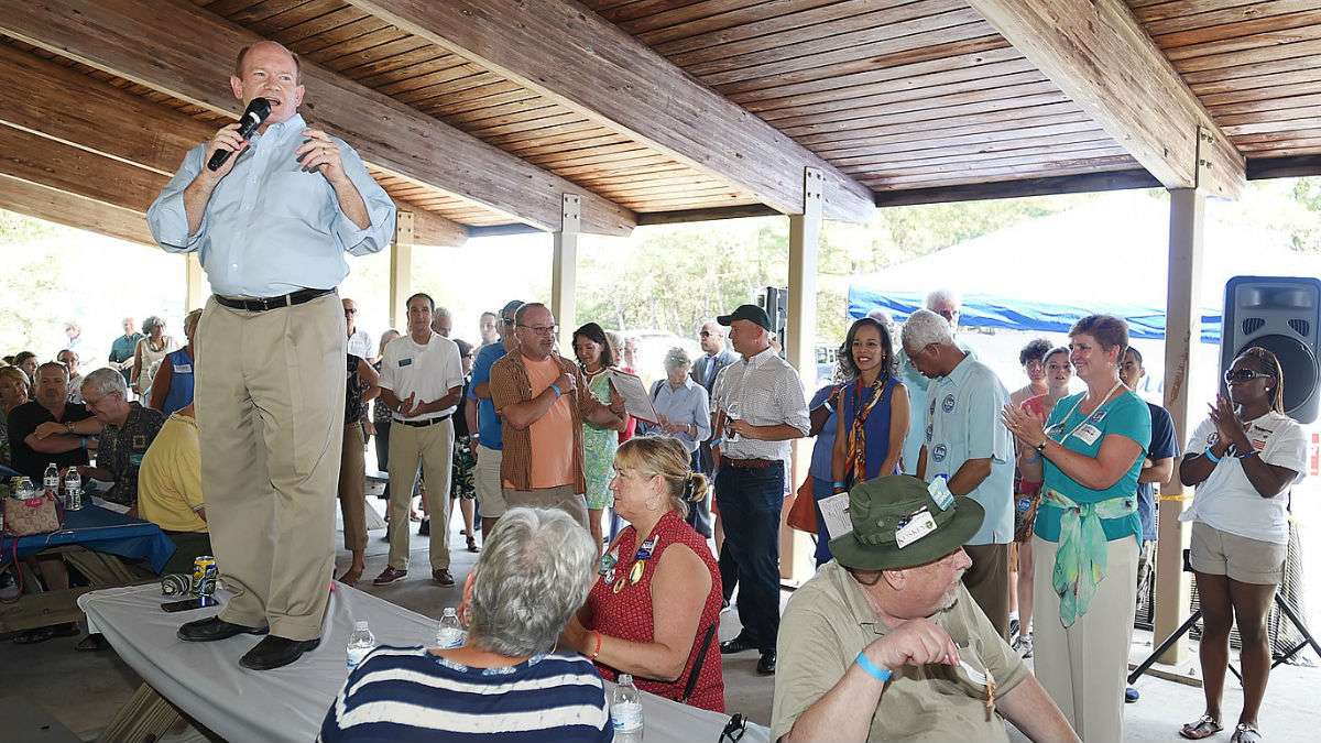 Speaking Sunday at an annual Democratic rally in southern Delaware