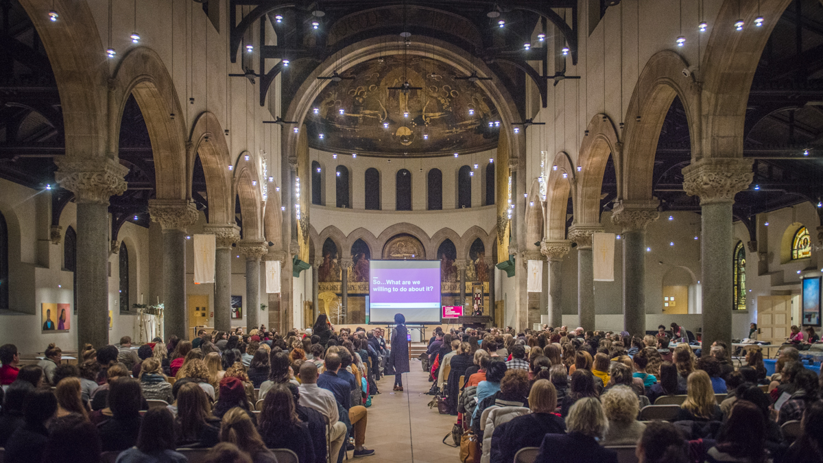 Supporters of Planned Parenthood host an “action forum” at Philadelphia Episcopal Cathedral to discuss possible opposition tactics with respect to national family planning policies. (Branden Eastwood for NewsWorks)