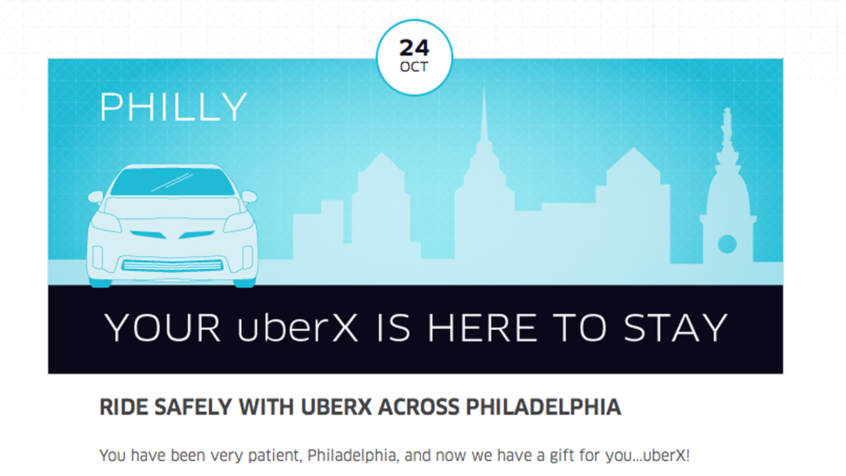  UberX rolled out promotions in Philadelphia earlier this year. (Electronic image via Uber.com) 